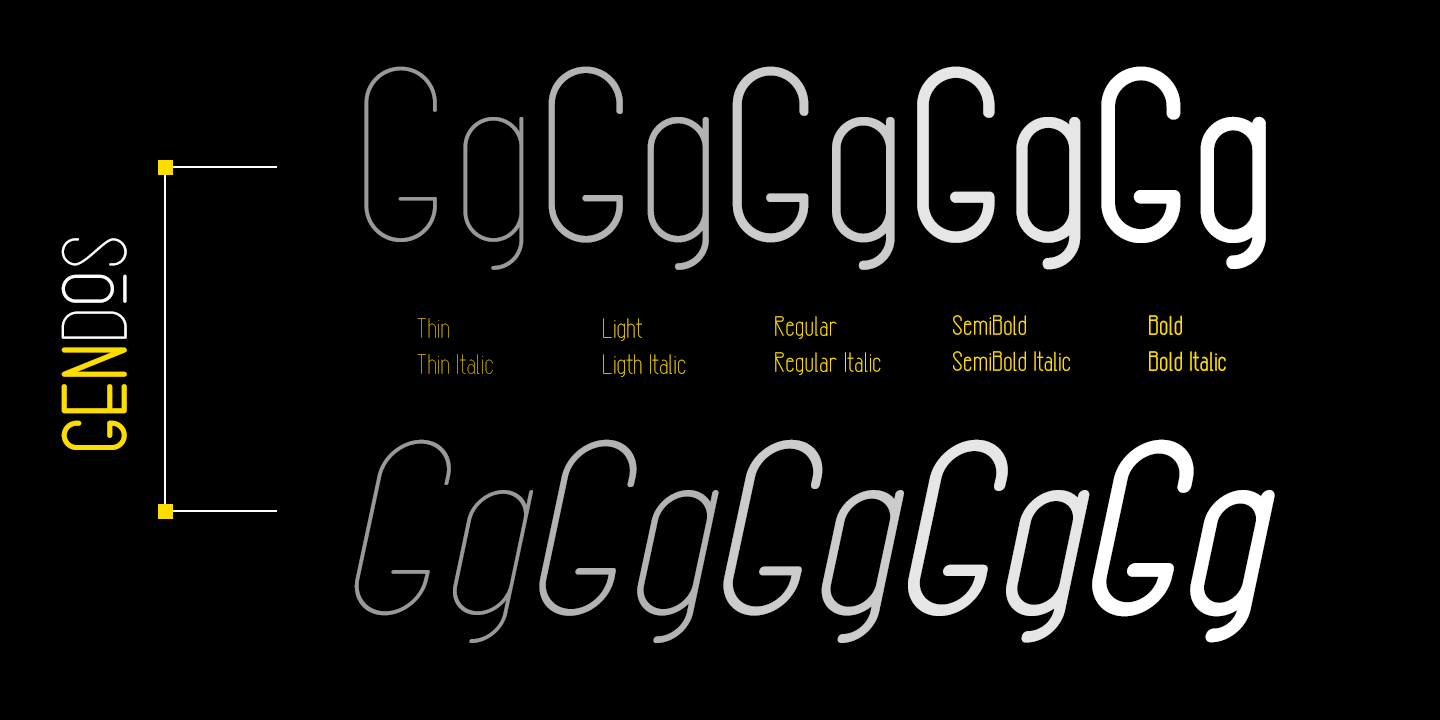 Przykład czcionki Gendos Bold Italic